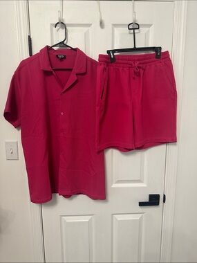 Boohoo Mens Hot Pink Drawstring Shorts